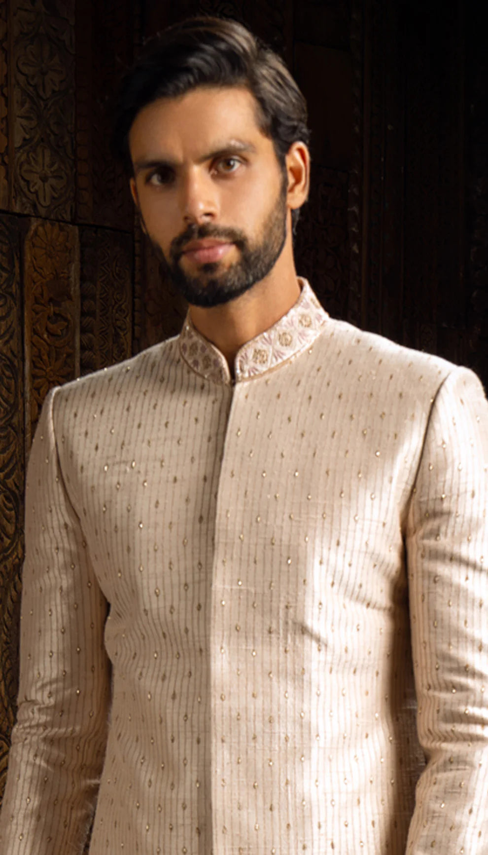 Shell pink Lotus Sherwani