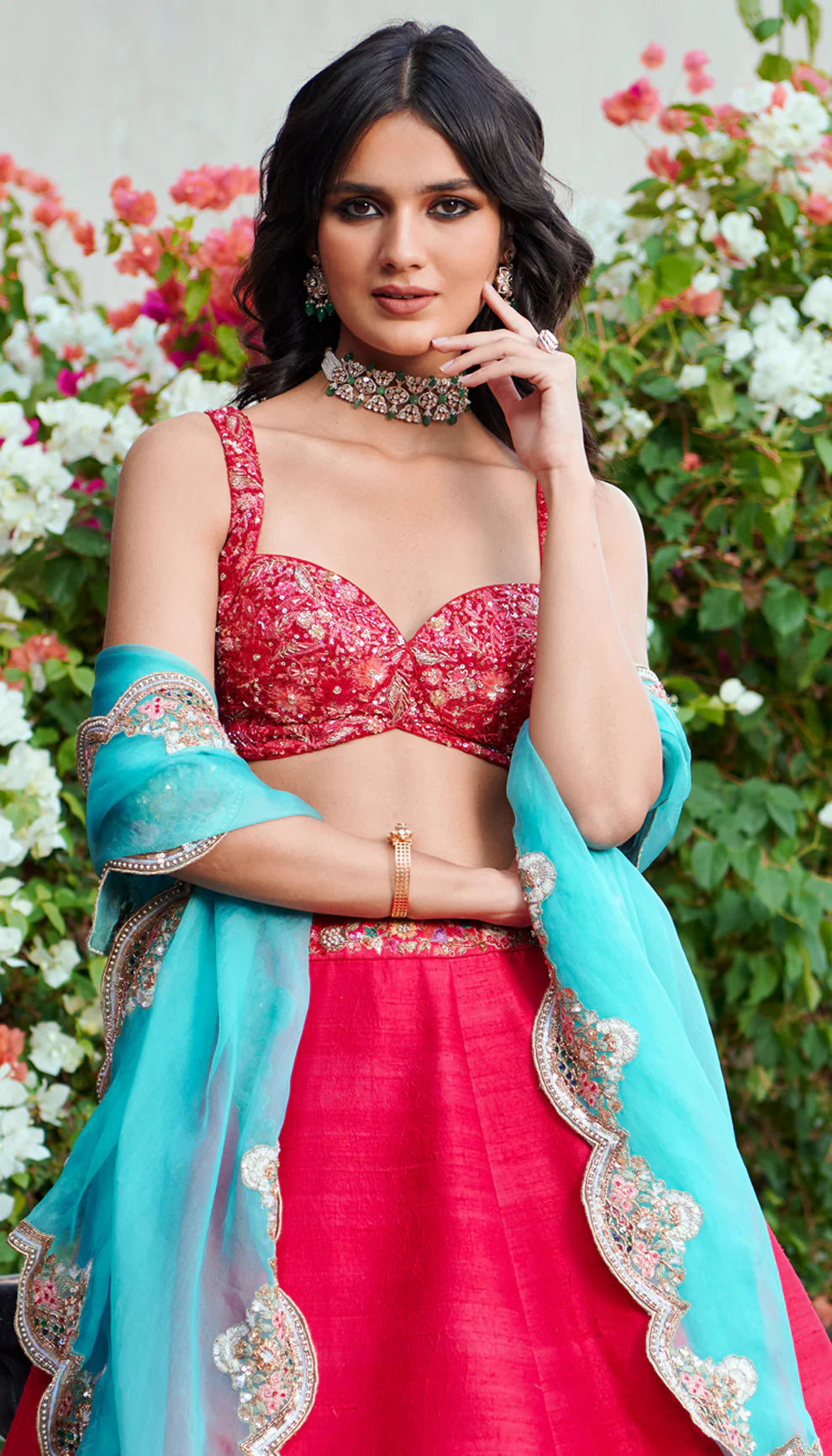 Scarlet Raw Silk Lehenga