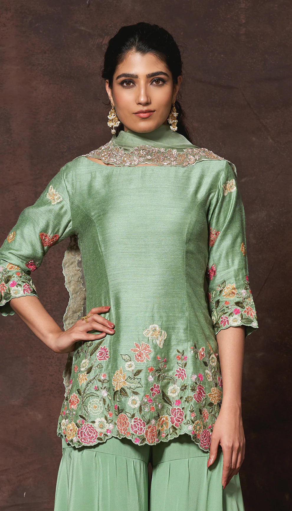 Laurel Green Tassar Silk Kurta