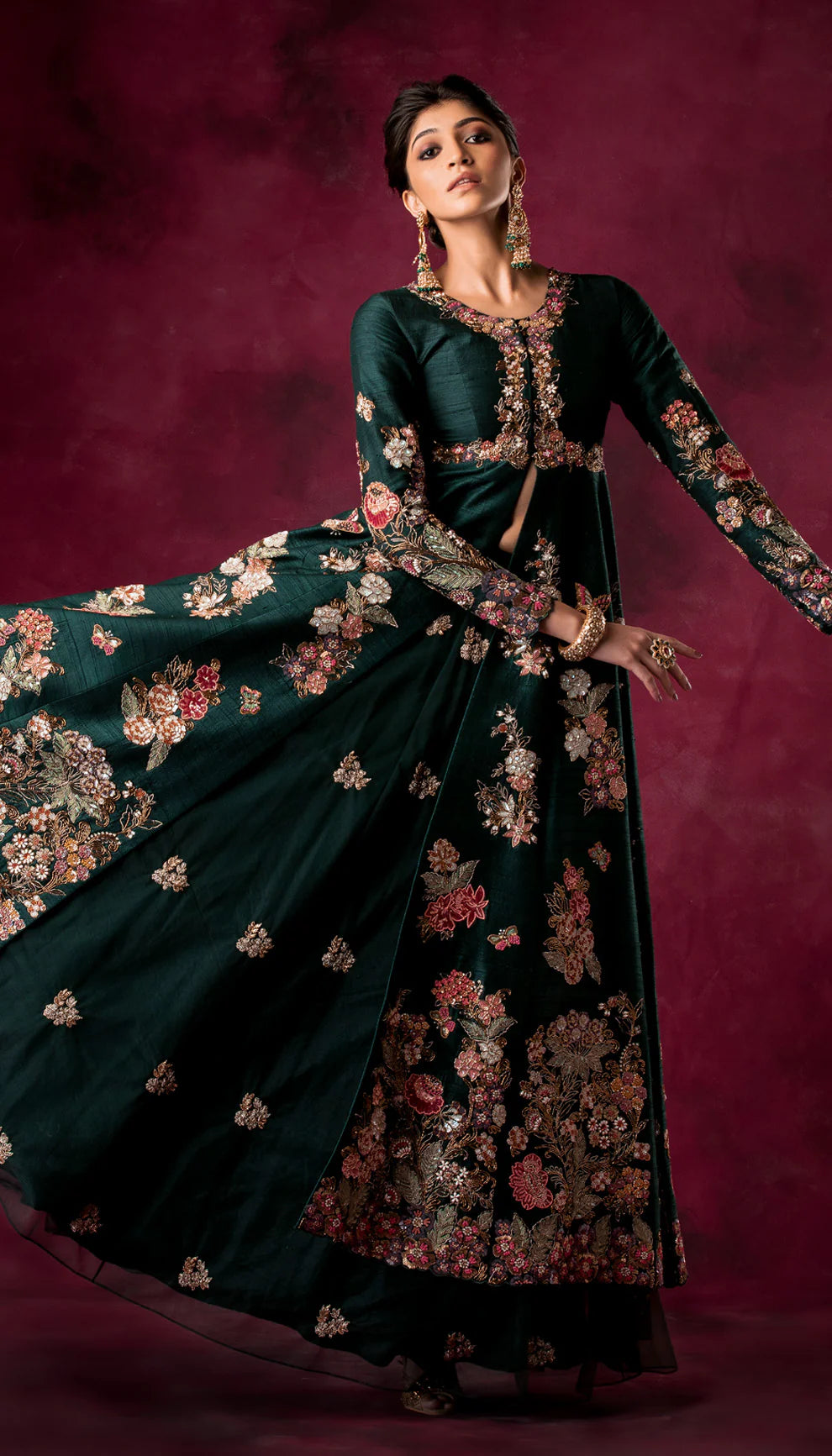 Forest Green Jacket Lehenga