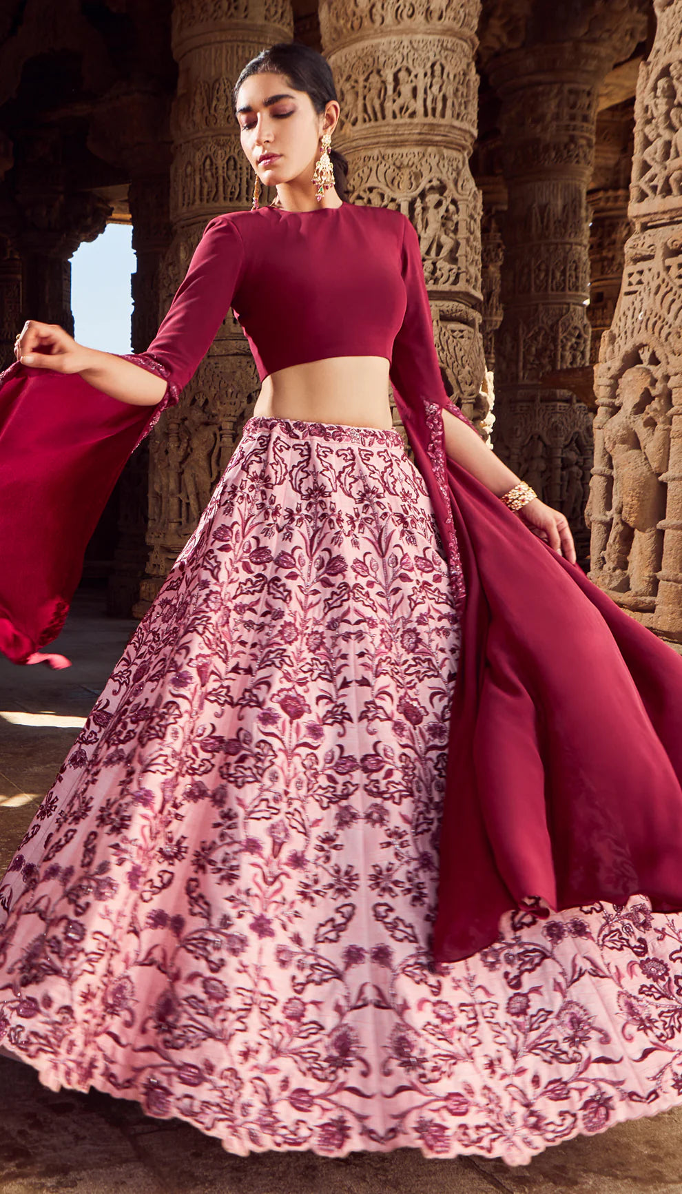 Shell Pink Vintage Rose Lehenga