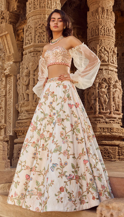 Pearl Ivory Garden Lehenga