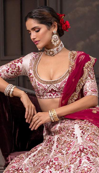 Shell Pink Foliage Lehenga