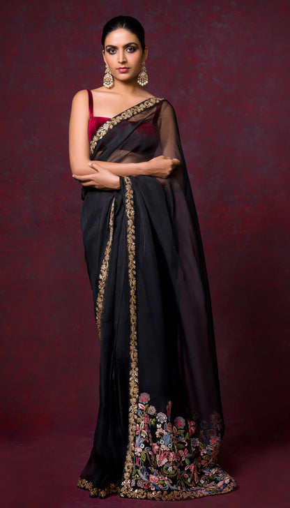 A Classic Black Organza Saree