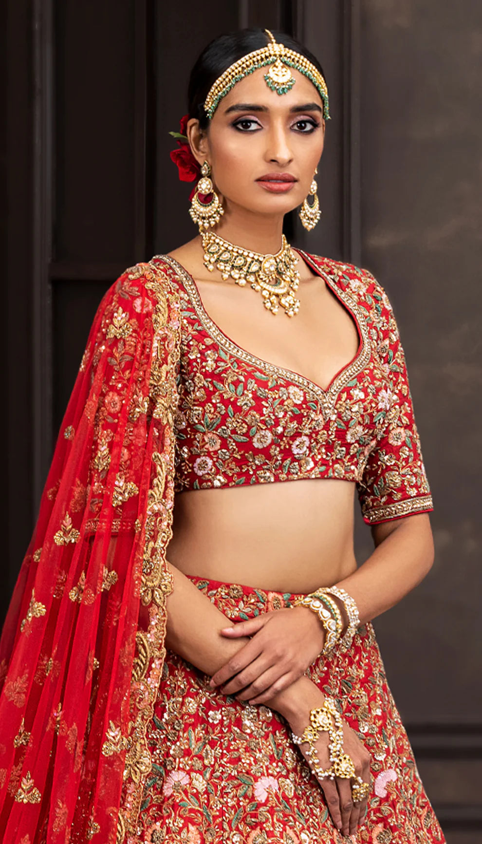 Deep Red Bridal Lehenga