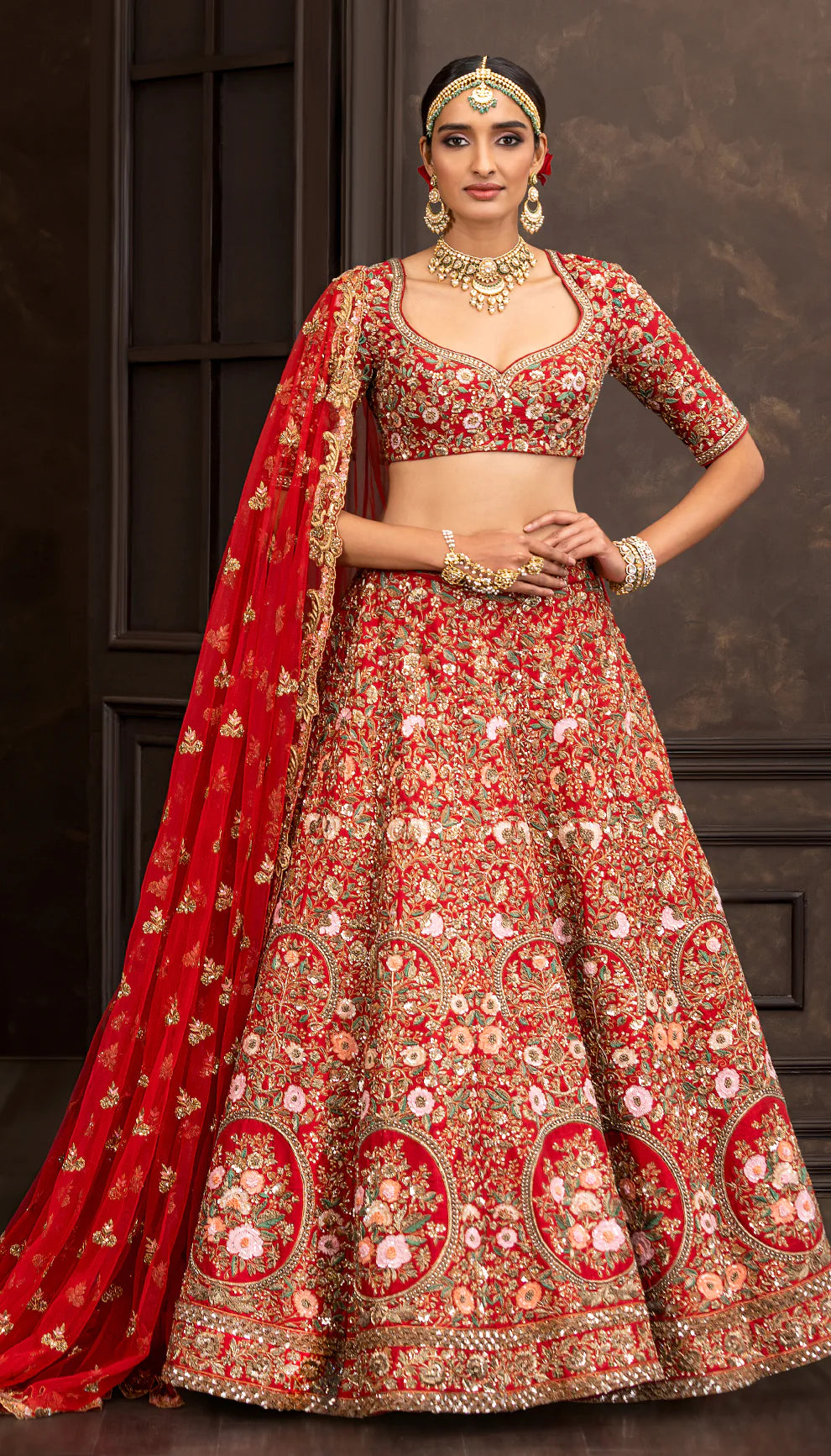 Deep Red Bridal Lehenga