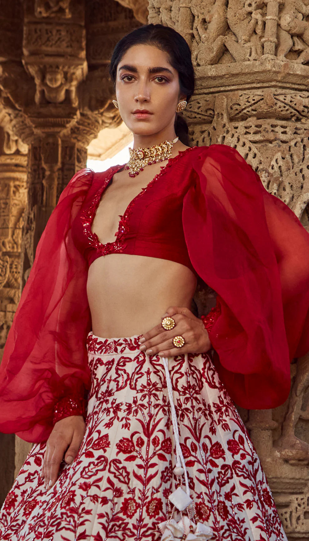 Ivory Vintage Rose Lehenga