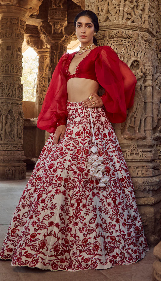 Ivory Vintage Rose Lehenga