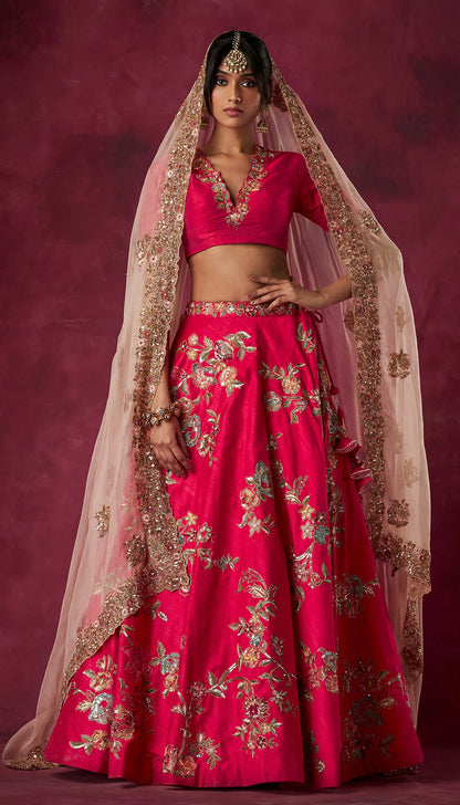 Pink Bias Lehenga