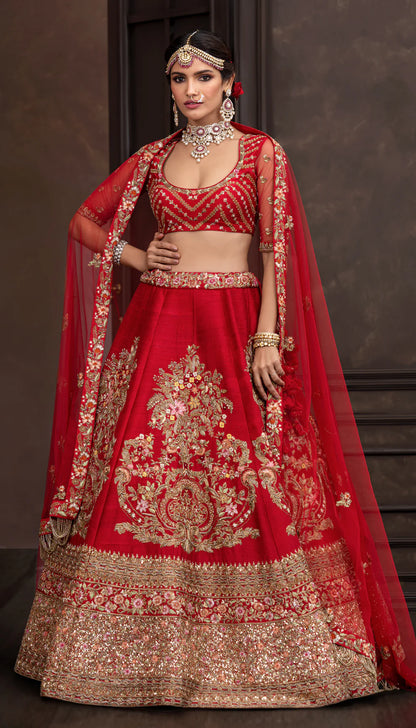 Red Bouquet Lehenga