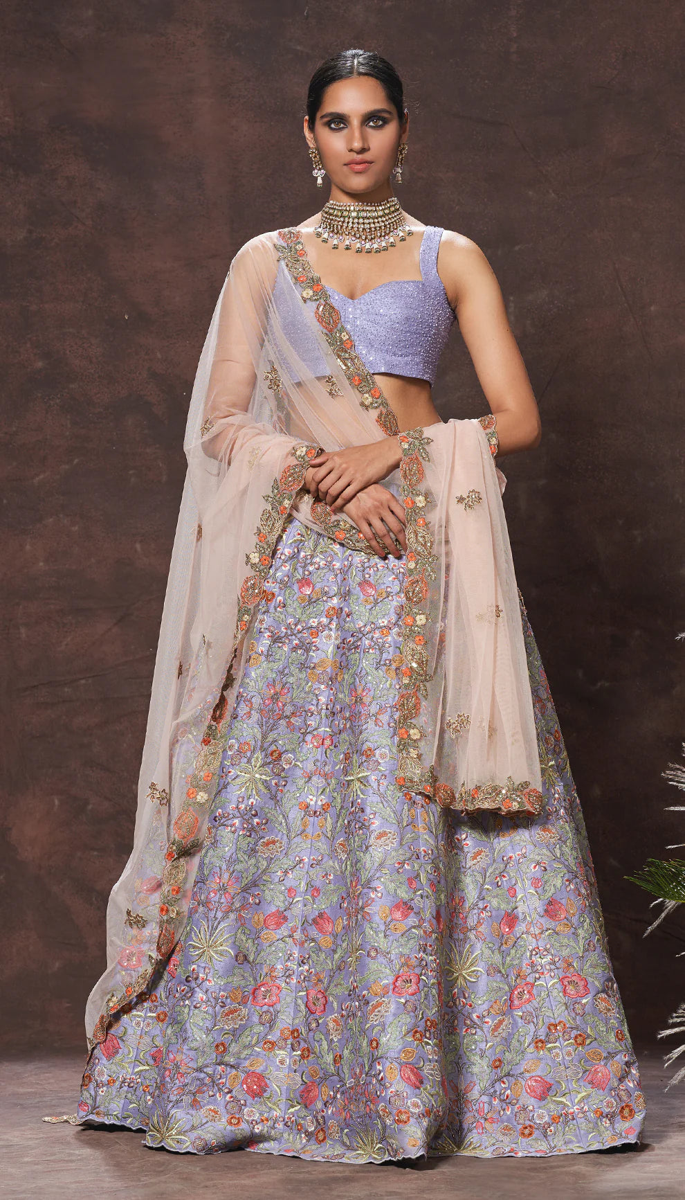 Lilac Raw Silk Lehenga