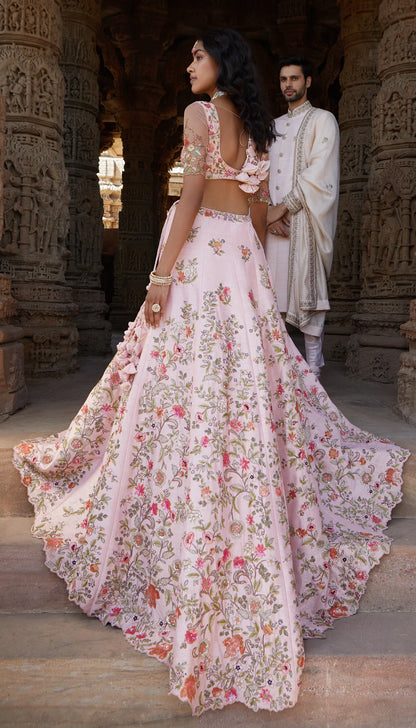 Rose Pink Floral Lehenga