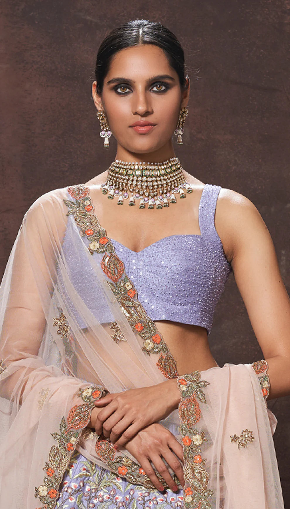 Lilac Raw Silk Lehenga