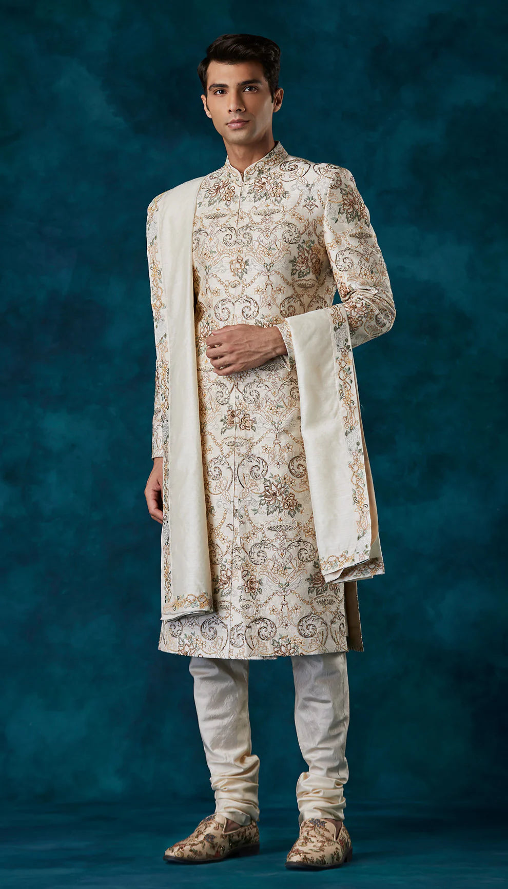 Ivory Thread Jaal Sherwani