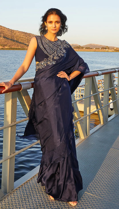 Midnight Blue Saree