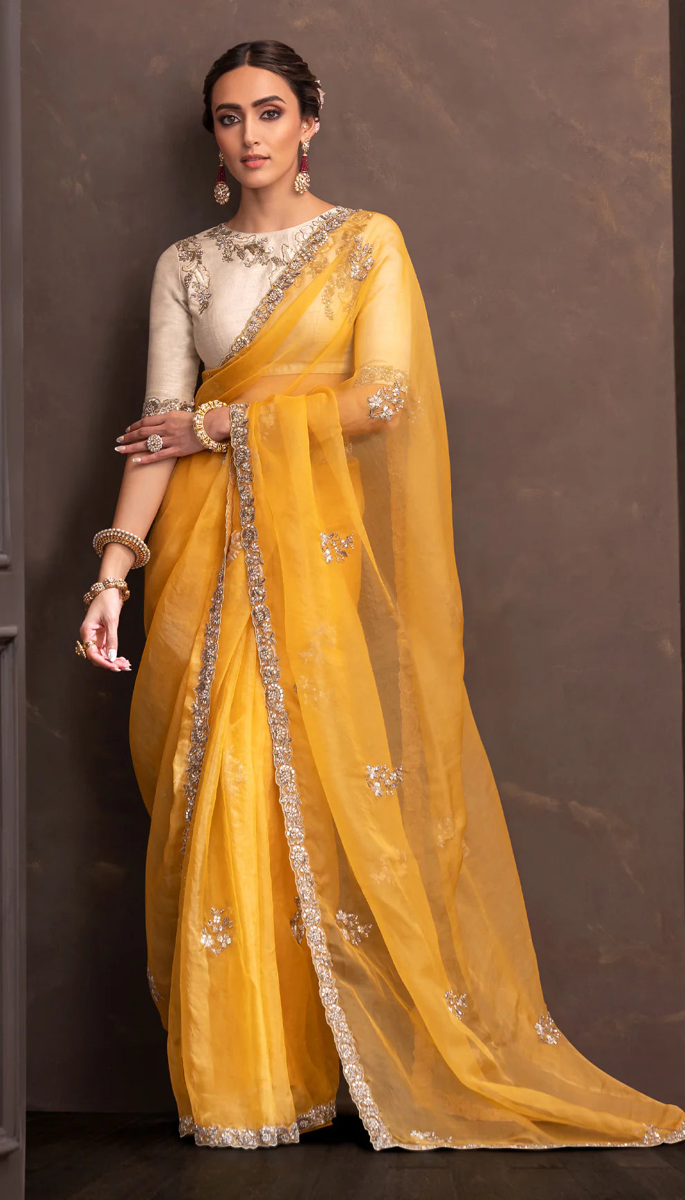 The Ochre Organza Saree