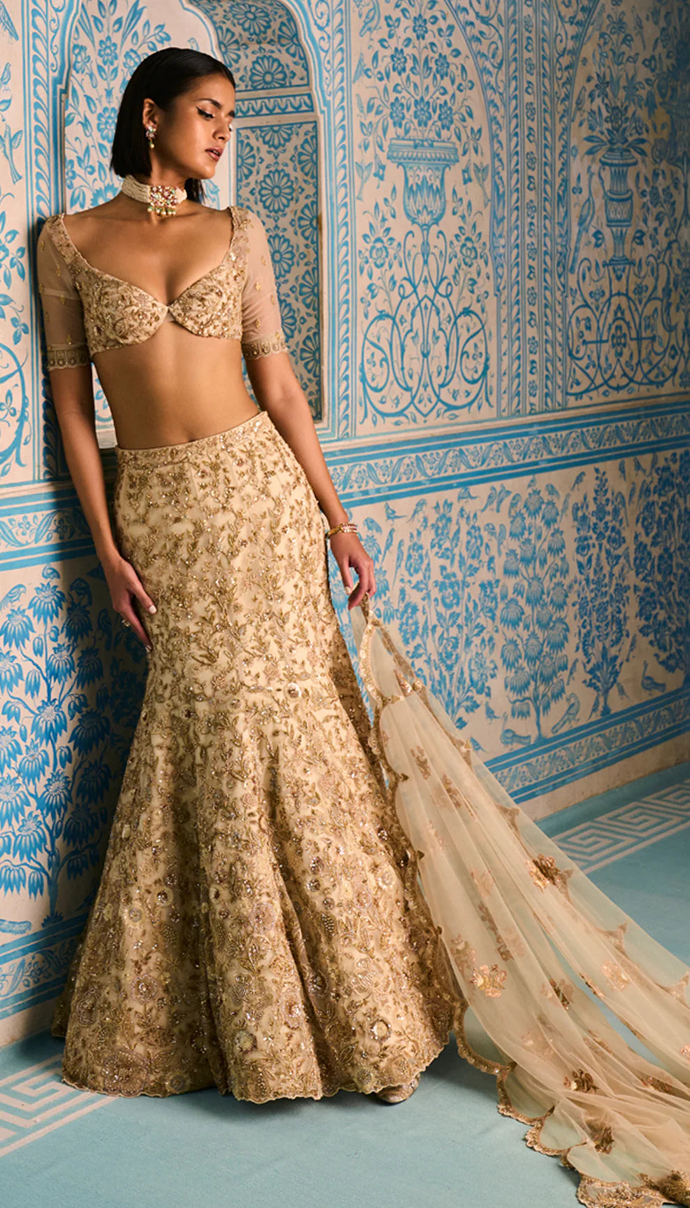 Floating Flower Fish Tail Lehenga