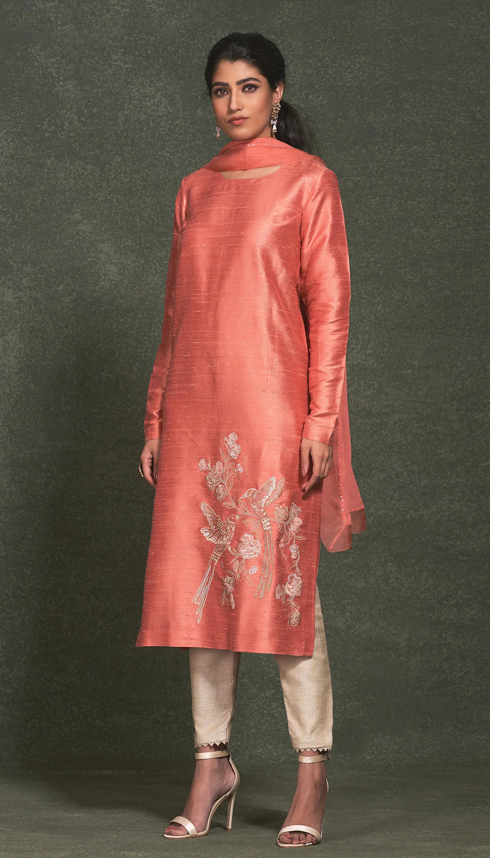 Peach Pink Raw Silk Tunic