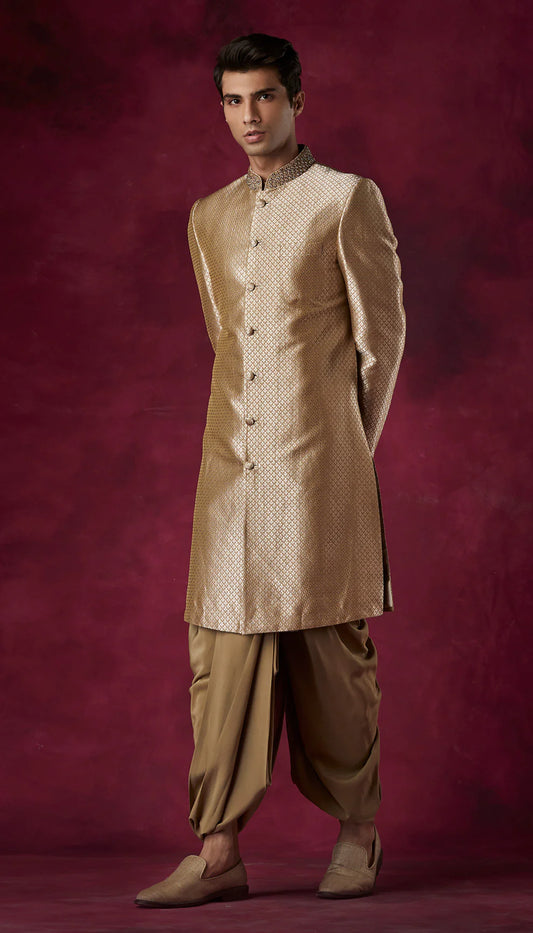 Brocade Silk Sherwani with Dhoti Pant