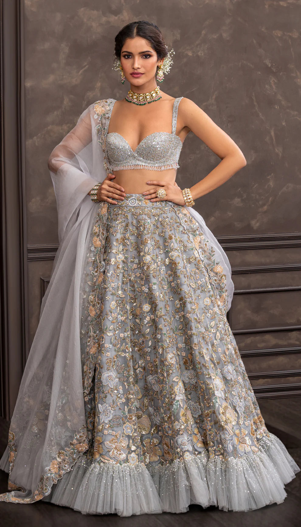 Moon Grey Frill Lehenga