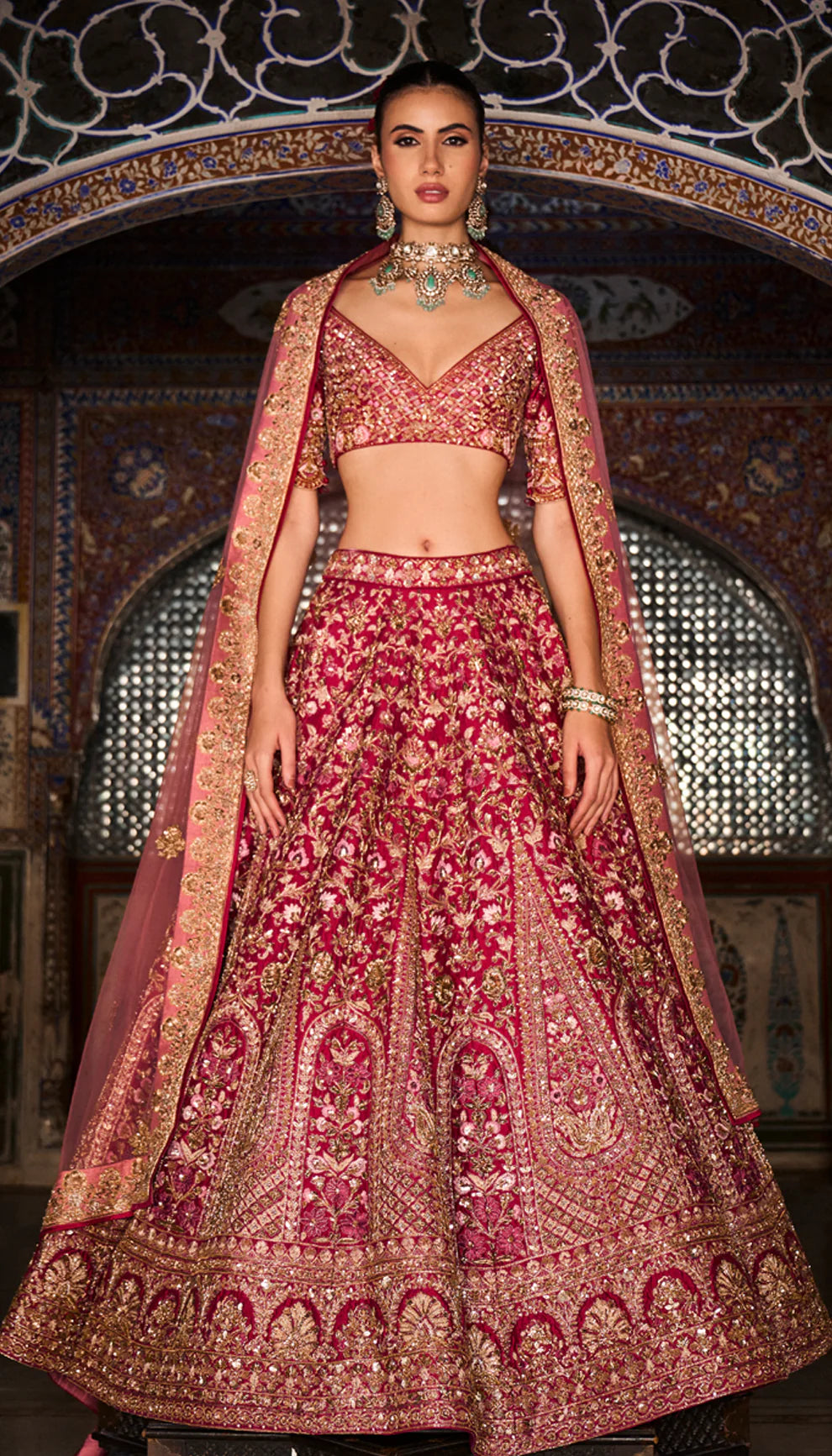 Raspberry Red Cypress Lehenga