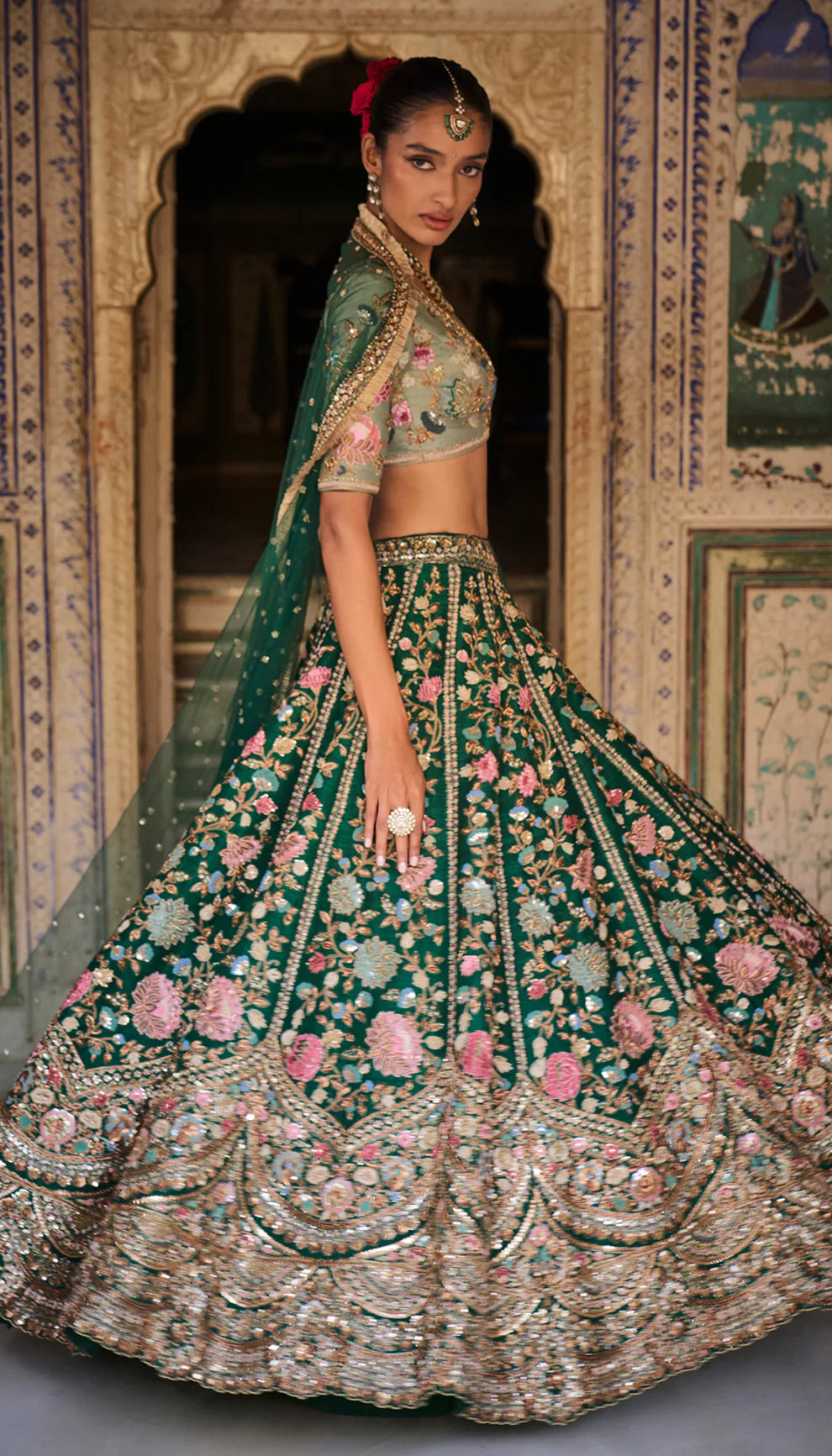 Pichwai  Green Lehenga