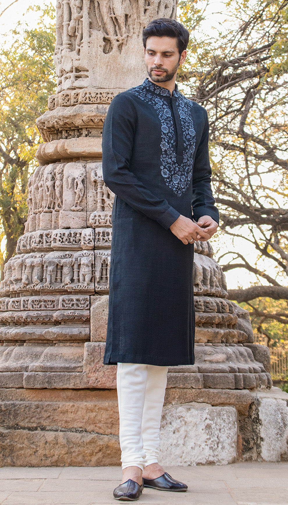 Dark Green Matka Silk Kurta