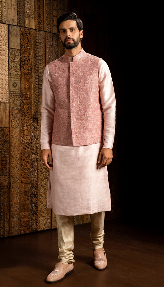 Salmon Pink Raw Silk Jacket