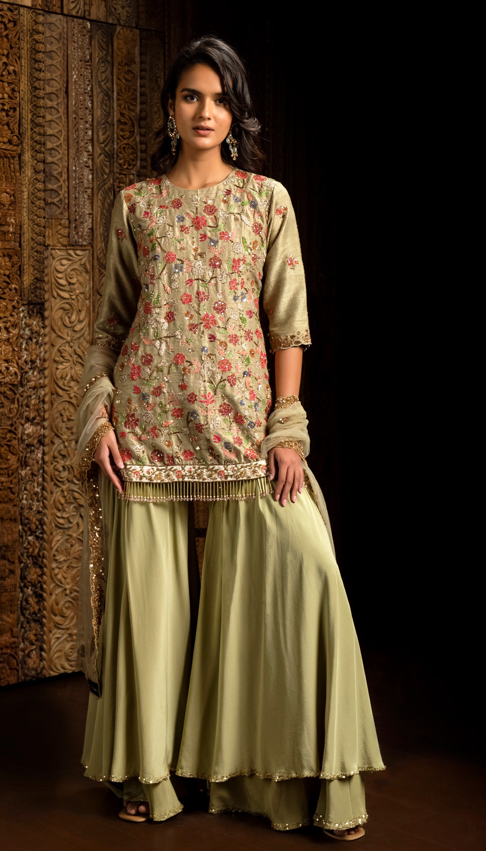 Sage Green Sharara Set