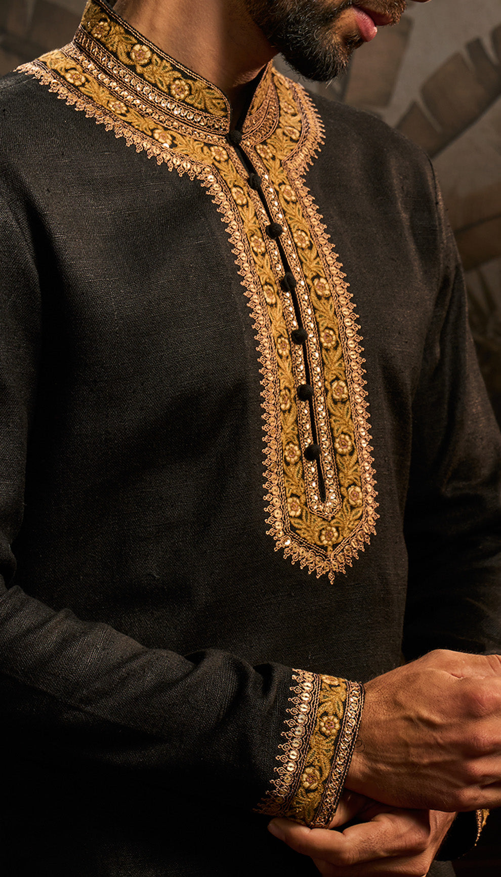 Black Matka Silk Kurta