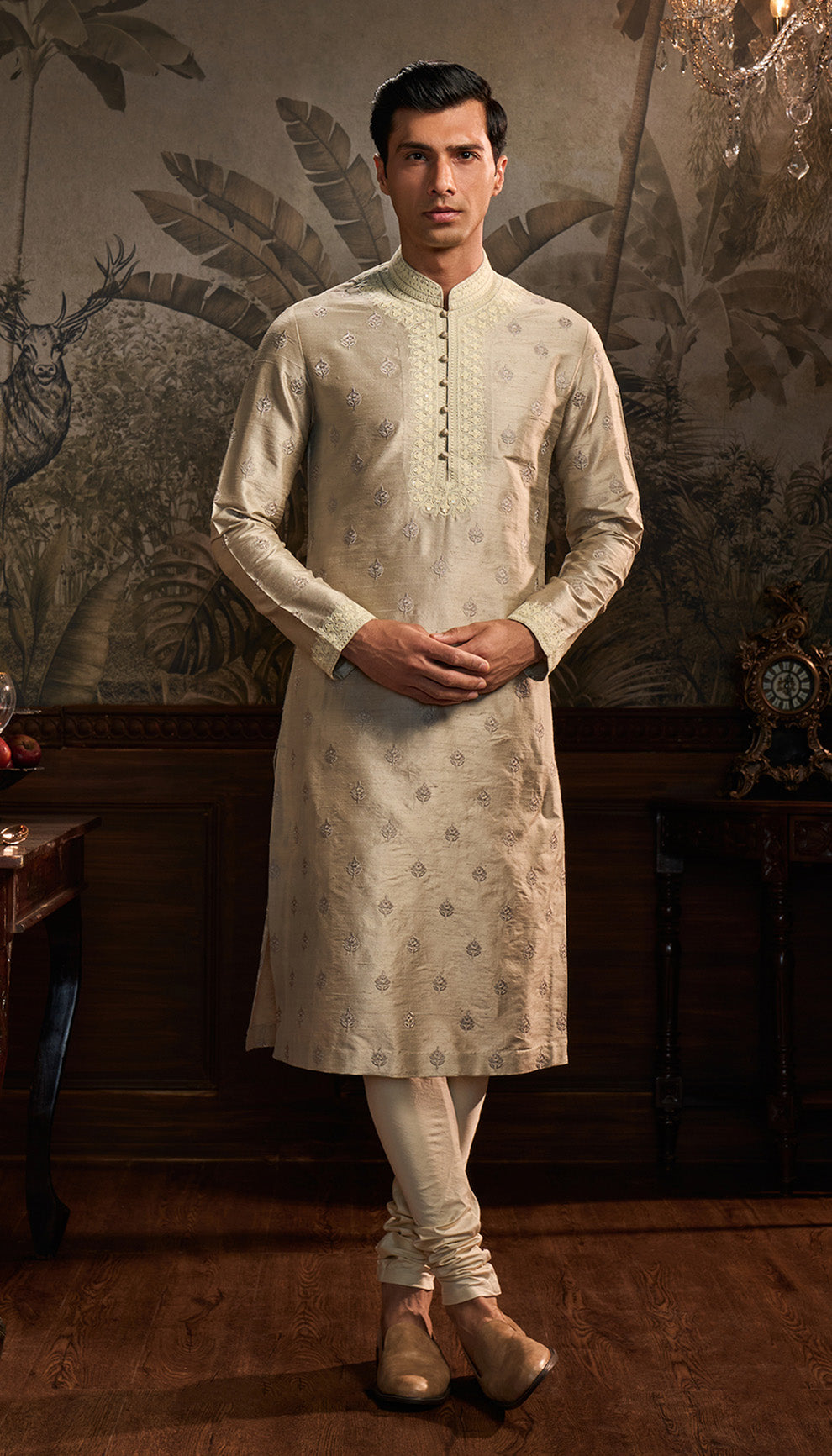 Beige Raw Silk Kurta