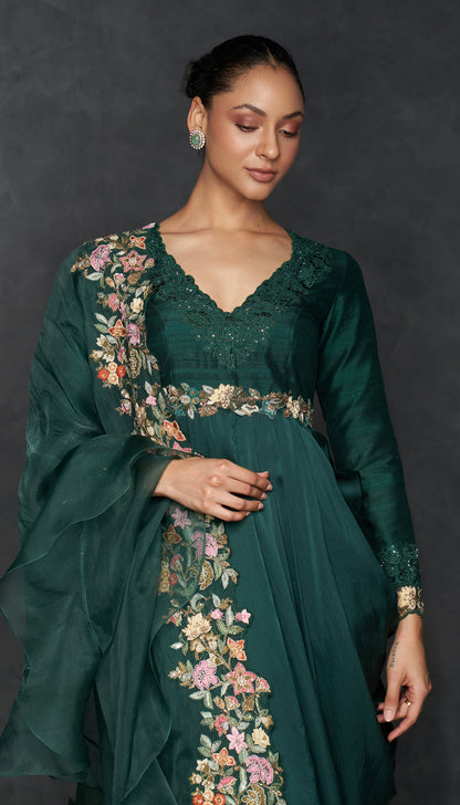 Forest Green Cowl Dress