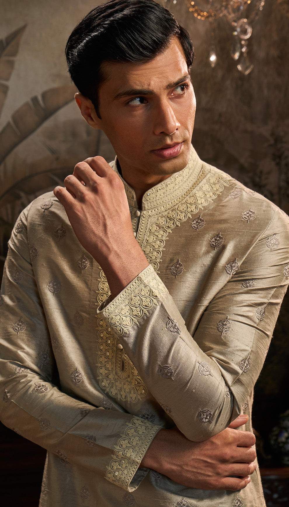 Beige Raw Silk Kurta