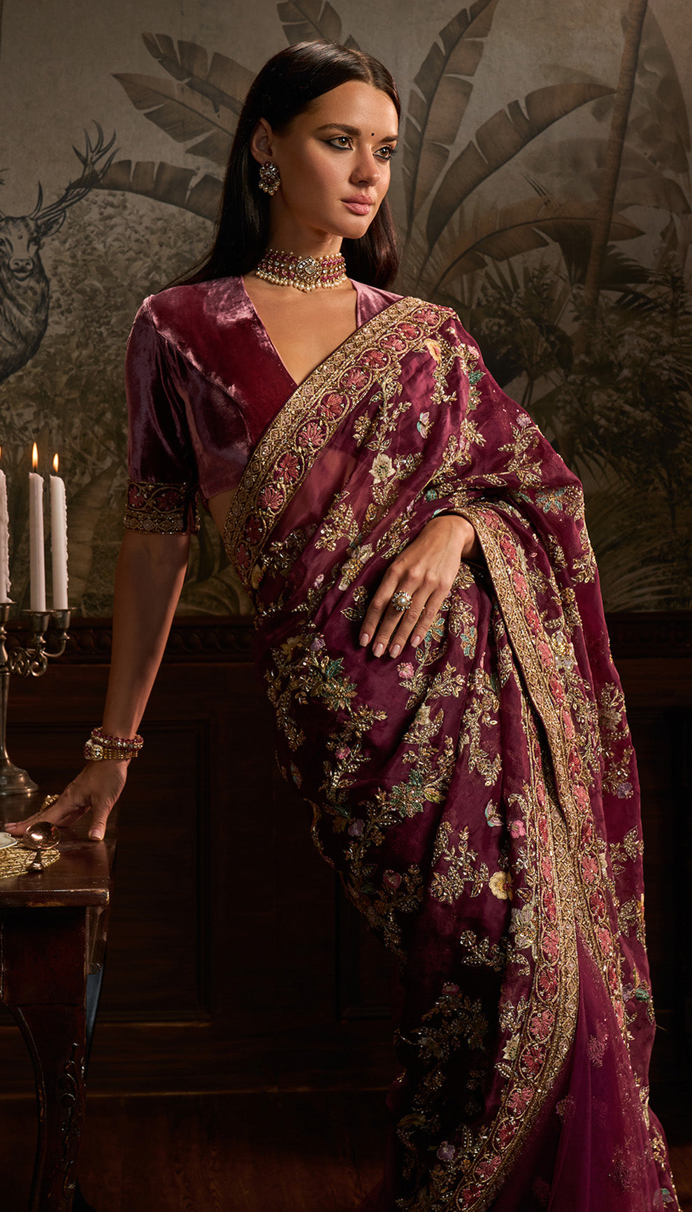 Aubergine Organza Saree