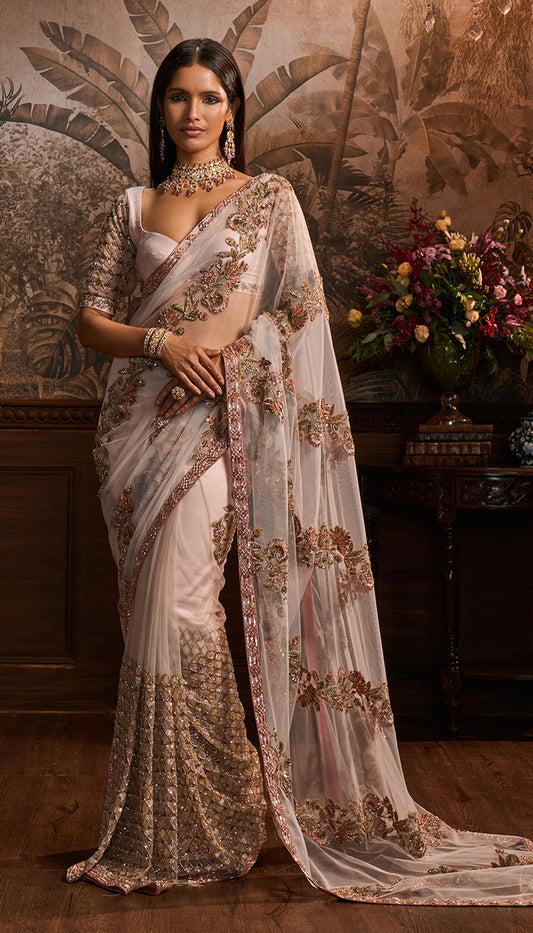 Blush Pink Tulle Saree