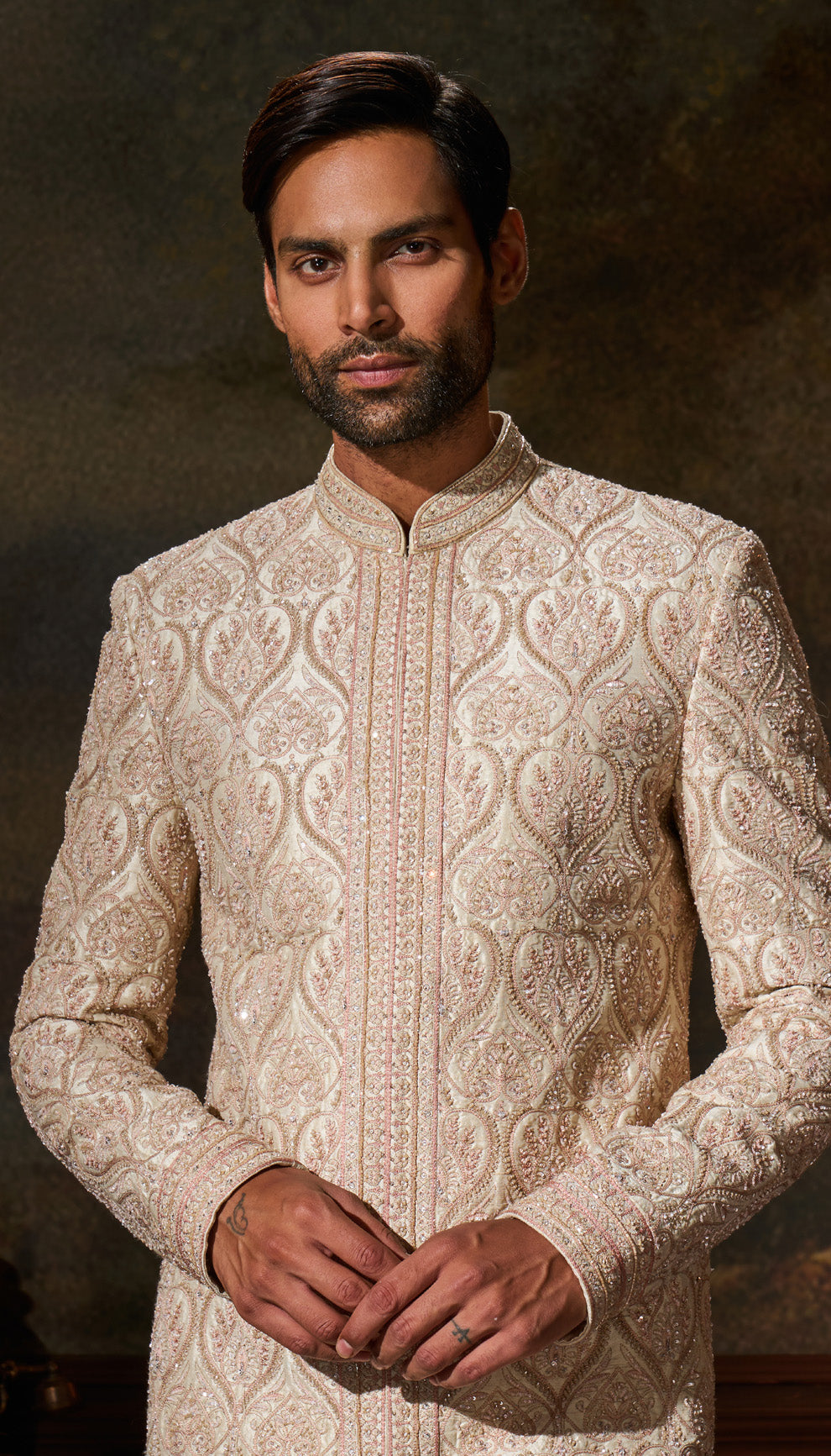 Shell Pink Raw Silk Sherwani