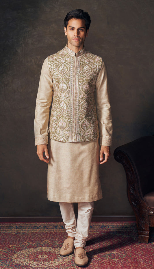 Olive Baroque Bandi Kurta Set