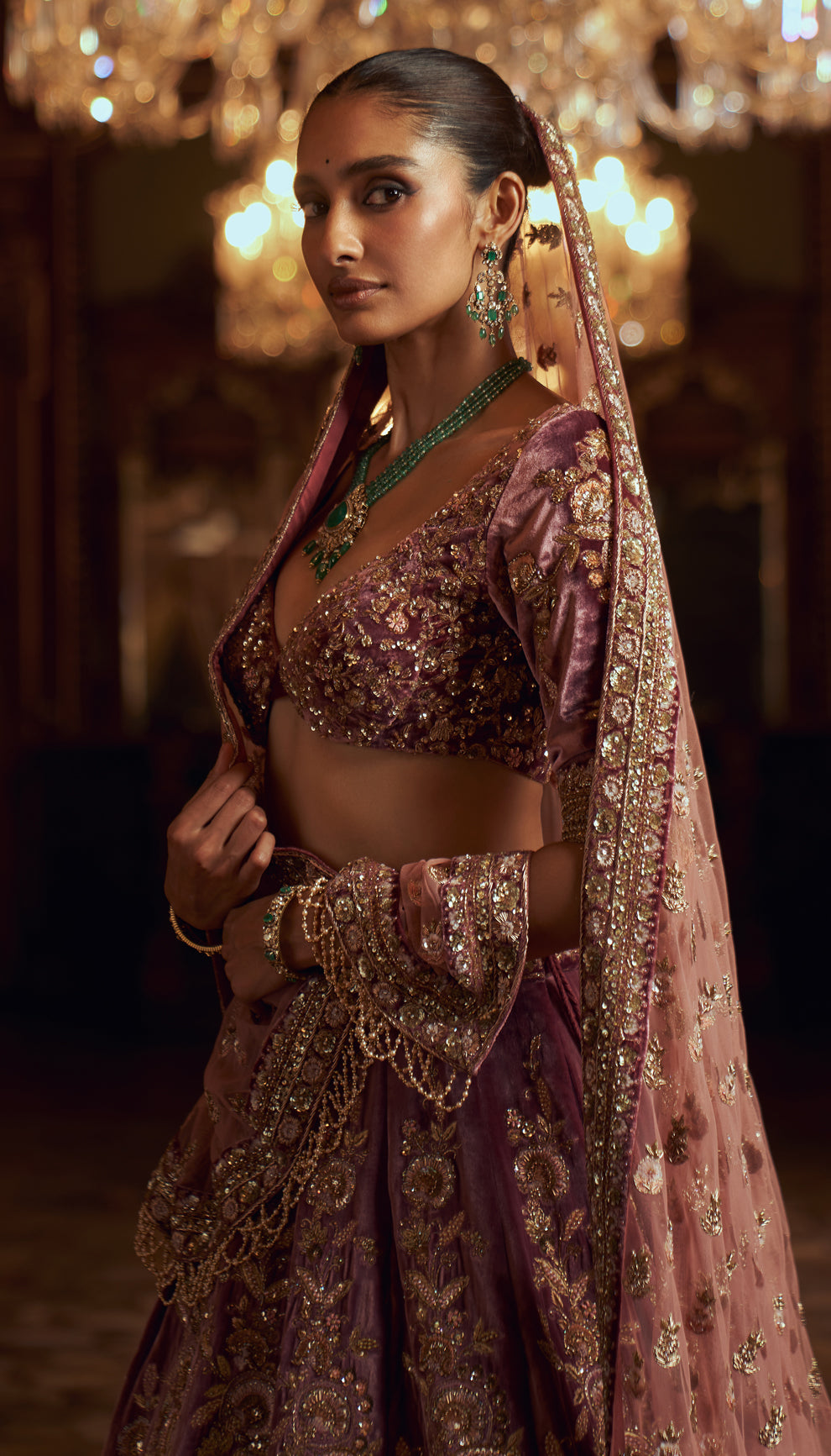 Vintage Purple Velvet Lehenga