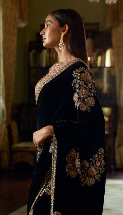 Black Velvet Saree