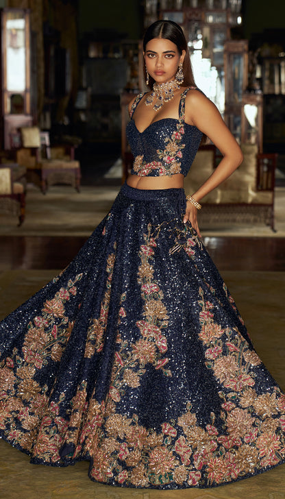 Navy Tulip Lehenga