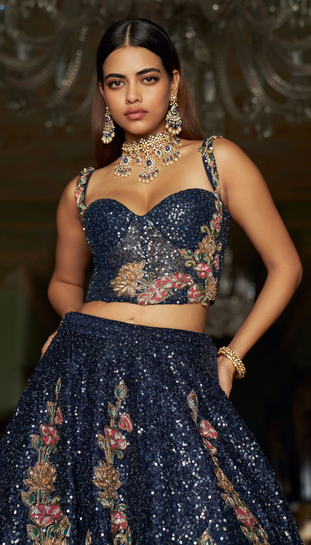 Navy Tulip Lehenga