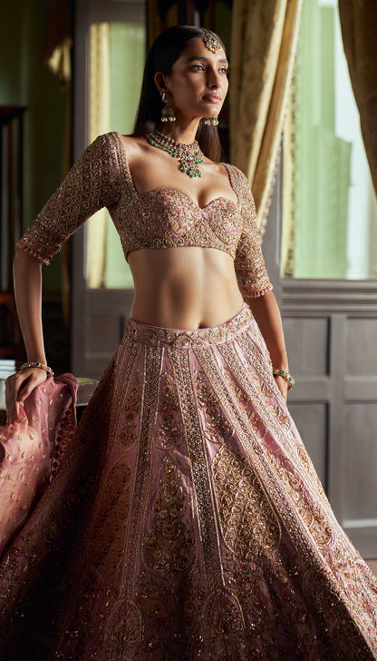 Intense Pink Architectural Lehenga