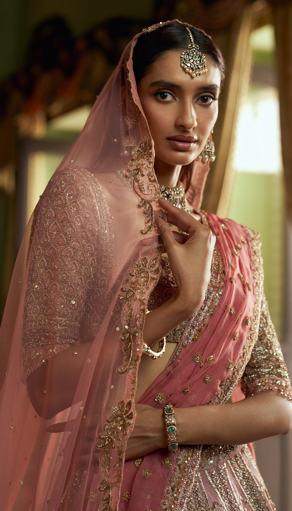 Intense Pink Architectural Lehenga