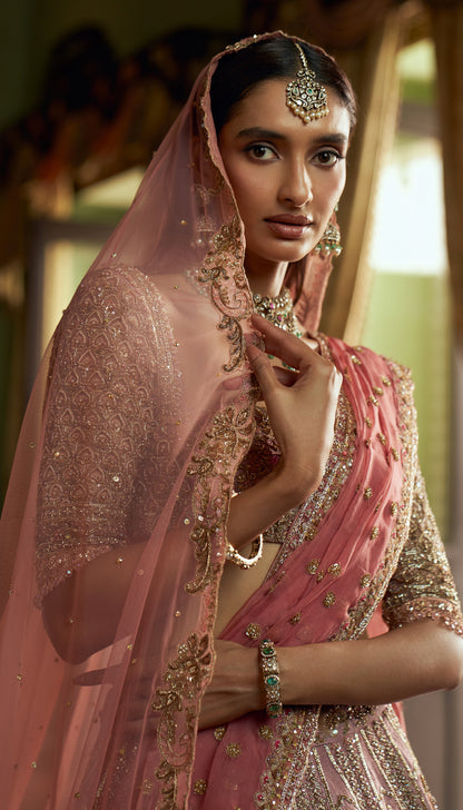 Intense Pink Architectural Lehenga