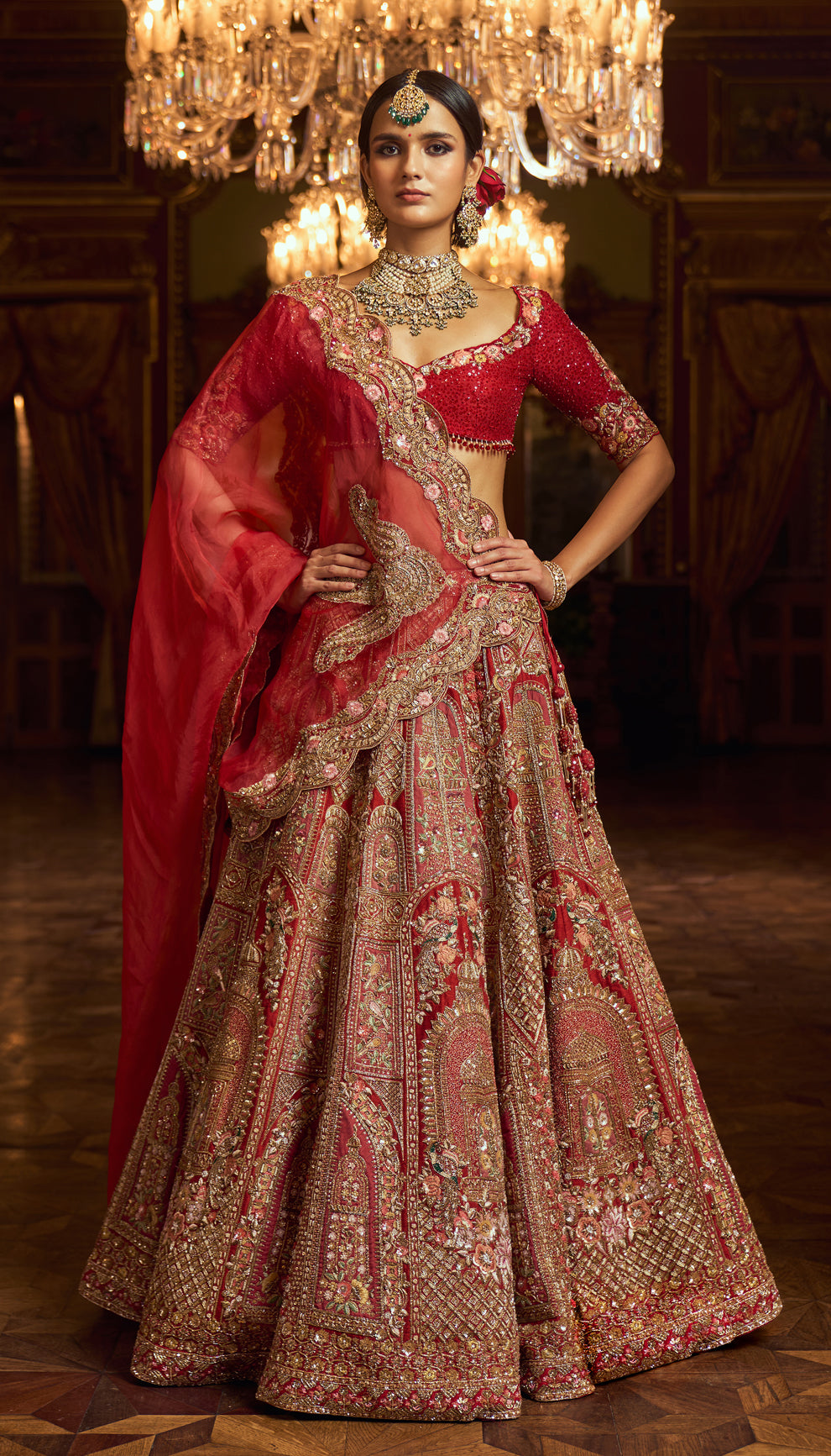 Red Amer Lehenga