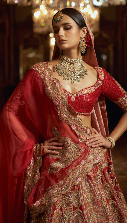 Red Amer Lehenga