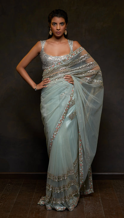 Powder Blue Cocktail Saree