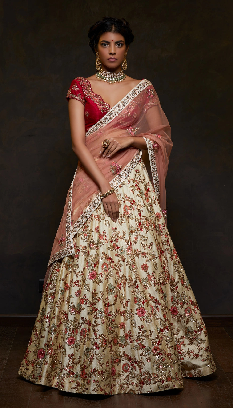 Vintage Ivory Bias Lehenga