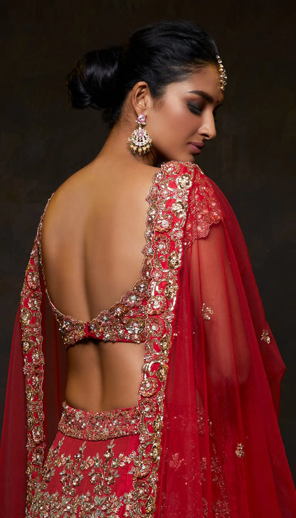 Rich Red Raw Silk Lehenga