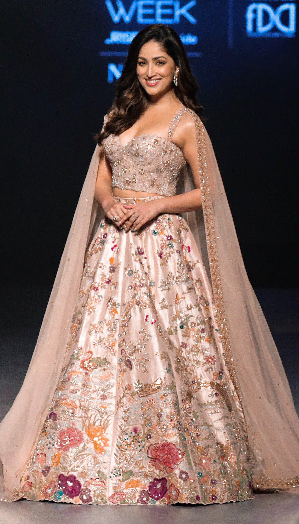 Yami Gautam Wearing Shyamal and Bhumika Frost Pink Raw Silk Paradise Lehenga